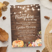 Rustic Pumpkin Baby shower String Lights Floral Kaart