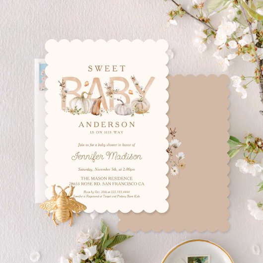 Rustic Pumpkin Baby shower Uitnodiging