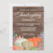 Rustic Pumpkin Barn Wood Thanksgiving Dinner Kaart (Voorkant)
