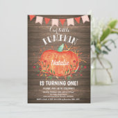 Rustic Pumpkin Birthday Invitation Pink Kaart (Staand voorkant)