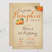 Rustic Pumpkin Birthday Uitnodiging eerste dag (Voorkant / Achterkant)