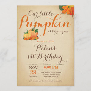 Rustic Pumpkin Birthday Uitnodiging eerste dag