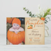 Rustic Pumpkin Birthday Uitnodiging eerste dag (Staand voorkant)