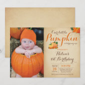 Rustic Pumpkin Birthday Uitnodiging eerste dag (Voorkant / Achterkant)