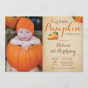 Rustic Pumpkin Birthday Uitnodiging eerste dag