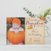 Rustic Pumpkin Birthday Uitnodiging eerste dag (Staand voorkant)