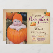 Rustic Pumpkin Birthday Uitnodiging eerste dag (Voorkant / Achterkant)