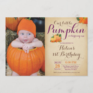 Rustic Pumpkin Birthday Uitnodiging eerste dag