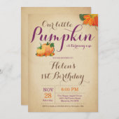 Rustic Pumpkin Birthday Uitnodiging eerste dag (Voorkant / Achterkant)