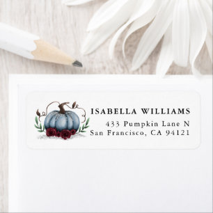 Rustic Pumpkin Blue Silver Return Address Etiket