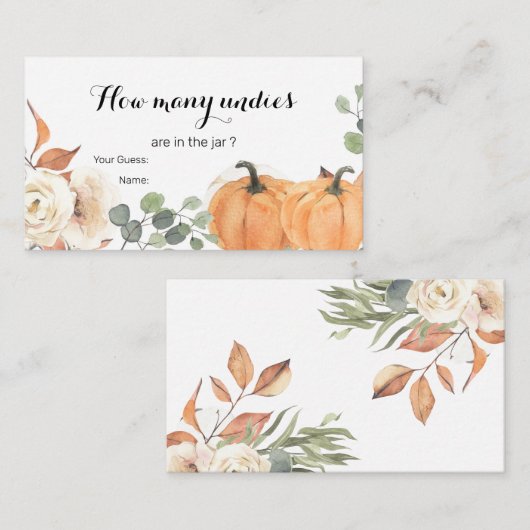 Rustic Pumpkin Boho Floral raad hoeveel exemplaren Informatiekaartje (Voorkant / Achterkant)