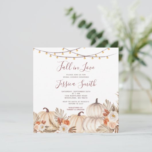 Rustic Pumpkin Boho Herfst in Love Vrijgezellenfee Kaart (Staand voorkant)