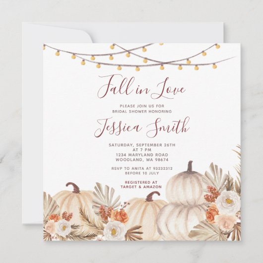 Rustic Pumpkin Boho Herfst in Love Vrijgezellenfee Kaart (Voorkant)