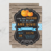 Rustic Pumpkin Boy Baby shower Invitation Card Kaart (Voorkant / Achterkant)