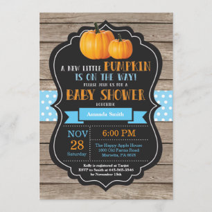 Rustic Pumpkin Boy Baby shower Invitation Card Kaart