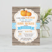Rustic Pumpkin Boy Baby shower Invitation Kaart (Staand voorkant)