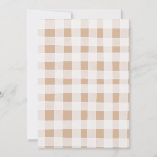 Rustic Pumpkin Brown Gingham Herfst Harvest Party Kaart (Achterkant)