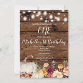 Rustic Pumpkin Burgundy Gold Girl Eerste verjaarda Kaart (Voorkant)