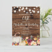 Rustic Pumpkin Burgundy Gold Girl Eerste verjaarda Kaart (Staand voorkant)