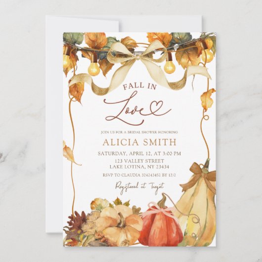 Rustic Pumpkin Coquette fall in love bridal shower Kaart (Voorkant)