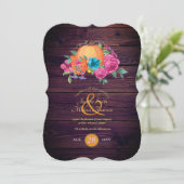 Rustic Pumpkin Couples Herfst Waterverf Flowers Kaart (Staand voorkant)