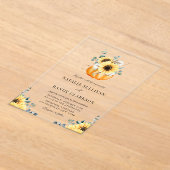 Rustic Pumpkin en Sunflower Fall Wedding Acryl Uitnodigingen (Laagn)