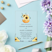 Rustic Pumpkin en Sunflower Fall Wedding Acryl Uitnodigingen (Insitu (Huwelijk))