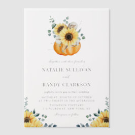 Rustic Pumpkin en Sunflower Fall Wedding Vellum Uitnodigingen