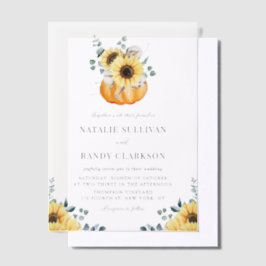 Rustic Pumpkin en Sunflower Fall Wedding Vellum Uitnodigingen