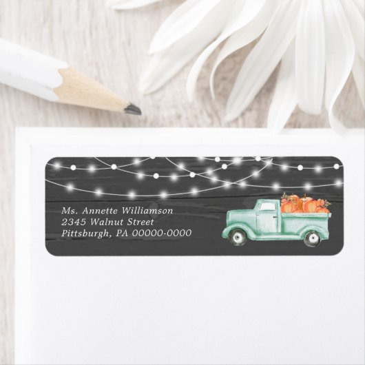 Rustic Pumpkin Fall in Love Retouradreslabel  Etiket (Insitu)