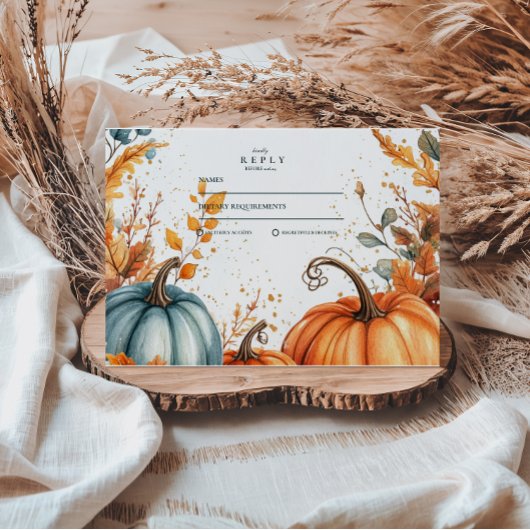 Rustic Pumpkin Fall Wedding RSVP Kaartje