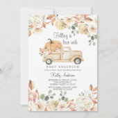 Rustic Pumpkin Falling In Love Baby shower Kaart (Voorkant)