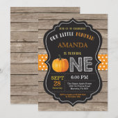 Rustic Pumpkin First Birthday Invitation Sinaasapp Kaart (Voorkant / Achterkant)