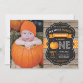 Rustic Pumpkin First Birthday Invitation Sinaasapp Kaart (Voorkant)