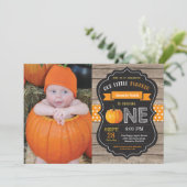 Rustic Pumpkin First Birthday Invitation Sinaasapp Kaart (Staand voorkant)