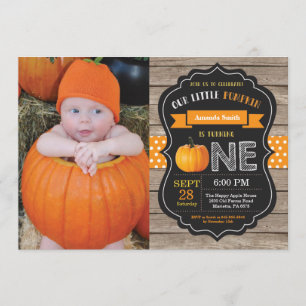 Rustic Pumpkin First Birthday Invitation Sinaasapp Kaart