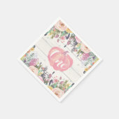 Rustic Pumpkin First Birthday Waterverf Floral Servet (Hoek)