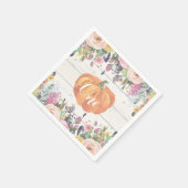 Rustic Pumpkin First Birthday Waterverf Floral Servet (Hoek)