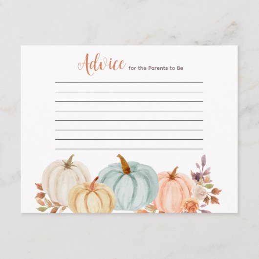 Rustic Pumpkin Floral Advice Kaart Baby shower (Voorkant)