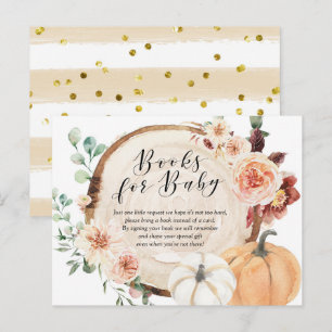 Rustic Pumpkin Floral Baby shower Books for Baby Uitnodiging Briefkaart