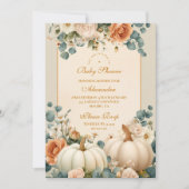 Rustic Pumpkin Floral Baby shower Kaart (Voorkant)