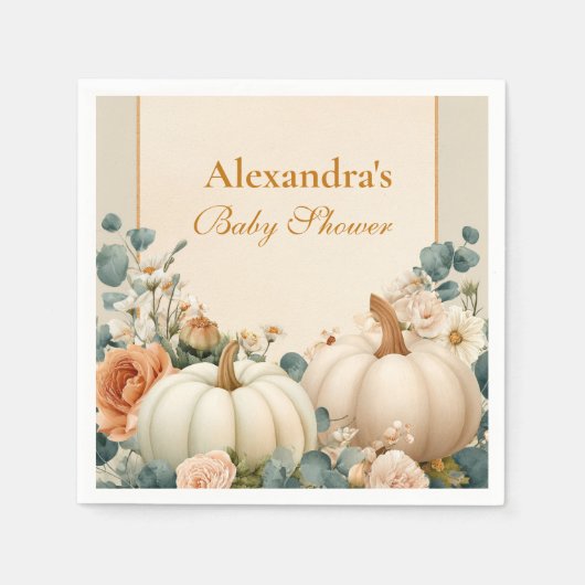 Rustic Pumpkin Floral Baby shower Servet (Voorkant)