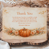 Rustic Pumpkin Floral Fall Graduation Bedankkaart