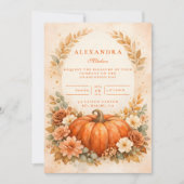 Rustic Pumpkin Floral Fall Graduation Kaart (Voorkant)