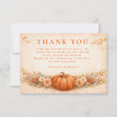 Rustic Pumpkin Floral Fall Wedding Bedankkaart (Voorkant)
