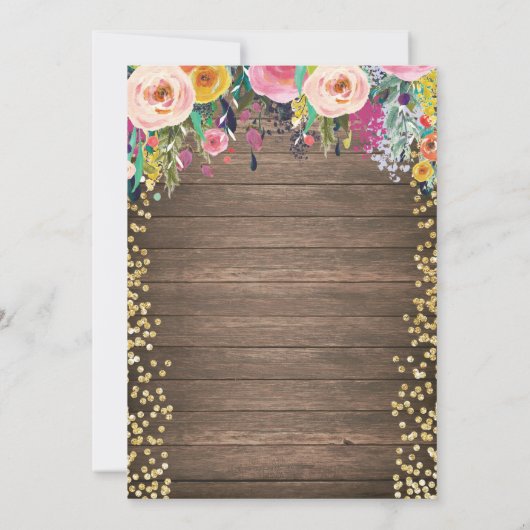 Rustic Pumpkin Floral Girl Baby shower Kaart (Achterkant)