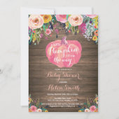 Rustic Pumpkin Floral Girl Baby shower Kaart (Voorkant)