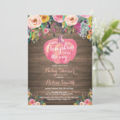 Rustic Pumpkin Floral Girl Baby shower Kaart (Staand voorkant)