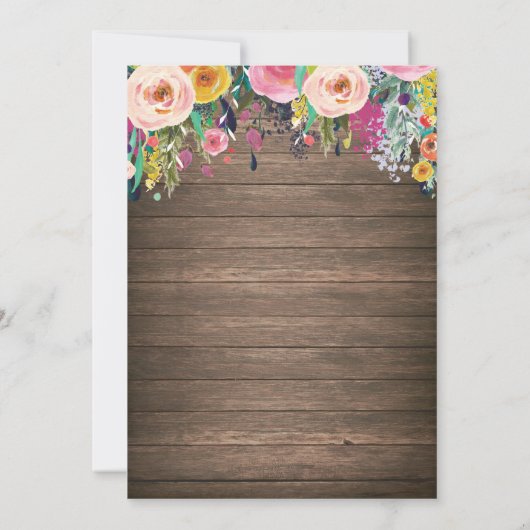 Rustic Pumpkin Floral Girl Baby shower Kaart (Achterkant)