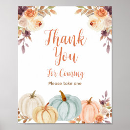 Rustic Pumpkin Floral Hartelijk dank voor uw komst Poster